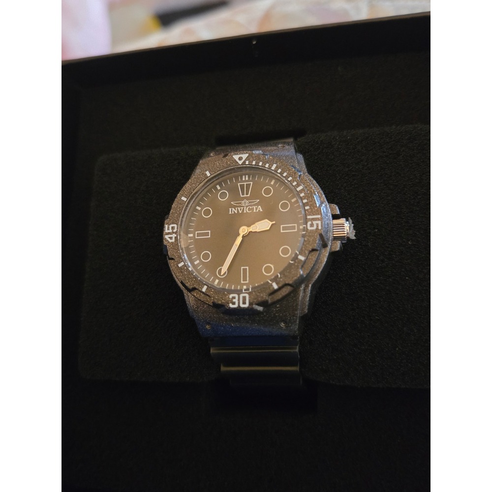 Invicta 49208 Elements Black Dial Polyurethane Strap Mens Watch New